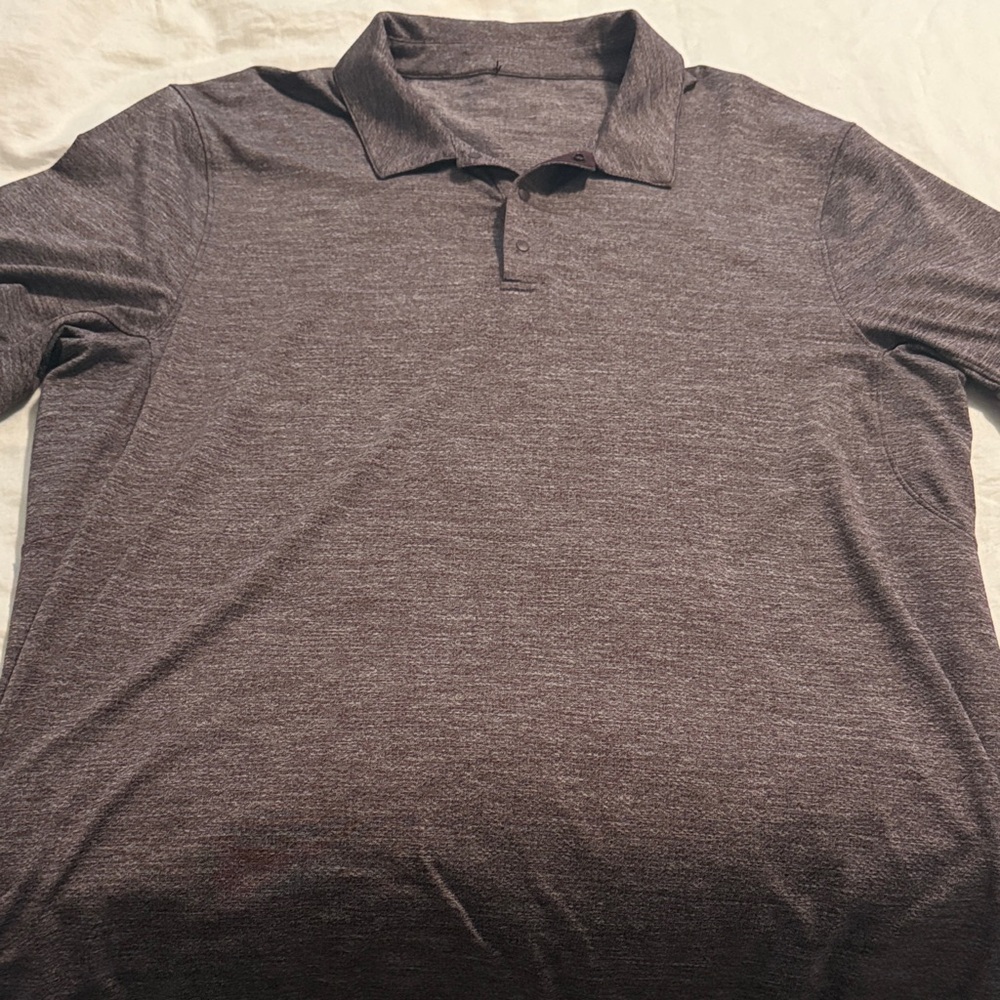 Lululemon Logo Sport Polo Short Sleeve XL Maroon Heather